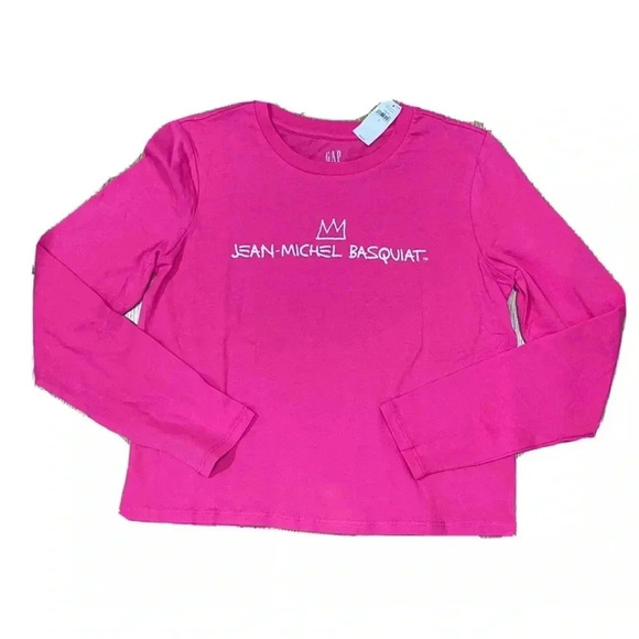 NWT GAP JEAN MICHAEL BASQUIAT Small Pink Long Sleeve Pullover T shirt $45 tag - Picture 3 of 6